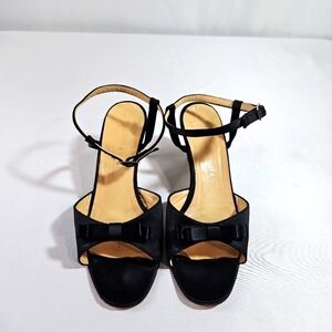 Bottega Veneta Women's Ankle Strap Sandals Black Satin Sz 7
